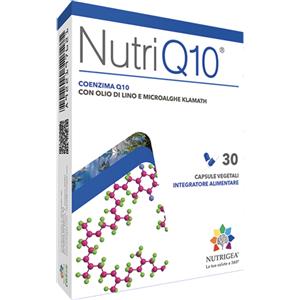 NUTRIGEA NutriQ10 - Integratore di Coenzima Q10 con Olio di Lino e Microalghe Klamath per la Salute Cardiaca - 30 Capsule