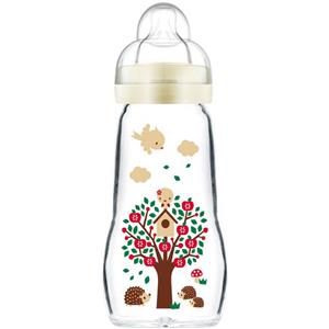 MAM Feel Good Biberon in Vetro Capacità 260ml Colore Neutro 2m+, 1 Pezzi