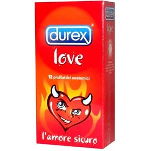 Durex Love - 12 Preservativi Anatomici Trasparenti e Lubrificati con Forma Easy-On per Elevato Comfort