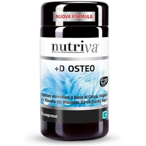 Nutriva D Osteo - Integratore Alimentare per Ossa Forti con Calcio, Magnesio, Vitamina D3 e K2 - 60 Compresse