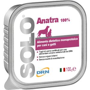 DRN Solo Anatra - Alimento Umido Monoproteico per Cani e Gatti - 100g Senza Conservanti e Additivi