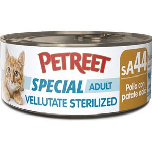 Petreet Vellutate Sterilized - Cibo Umido per Gatti con Pollo e Patate Dolci, 70 gr