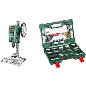 Bosch PBD 40 Trapano a Colonna, 710 W, per Acciaio e Legno, 13 mm e 40 mm, in Cartone + 2607017195 Set di Punte, Trapano e Chiavi, 91 pezzi