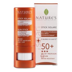 Nature's Stick Solare SPF50 - Stick Scorrevole per Zone Delicate con Acqua Bio di Arancia e Burro di Karité