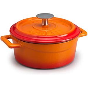 Pentole Agnelli Casseruola Alta in Ghisa Smaltata Arancio 20 cm - Capacità 2.6 L, Compatibile con Gas e Induzione