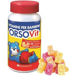 Montefarmaco Orsovit Integratore Alimentare di Vitamine per Bambini Gusto Frutta Senza Glutine - 60 Caramelle Gommose
