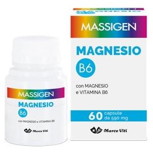 Massigen Magnesio B6 - Integratore Alimentare con Magnesio e Vitamina B6, 60 Capsule