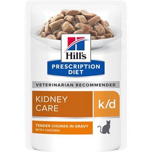 Hill's Prescription Diet k/d Alimento Umido per Gatti al Pollo - 85 g, Supporto Renale Clinicamente Provato