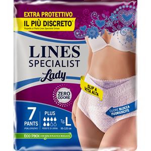 FATER SpA Lines Specialist Pants Plus Taglia L - Mutandine Assorbenti per Incontinenza, 7 Pezzi con Fascia Elastico Morbida