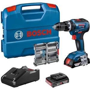 Bosch Professional Sistema 18V Trapano Avvitatore con Percussione GSB 18V-55 (incl. batteria 2x2,0 Ah + caricabatterie, 35 pz. Set di accessori Impact, in L-Case) - Amazon Exclusive Set
