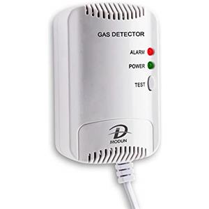 D MODUN Rilevatore di Gas, Sensore di perdite di Gas Naturale/GPL/Carbone, Monitor di gas Butano Propano Metano, Avviso Luce Stroboscopica, Alarma di gas plug-in adatto per cucina, Casa Mobile, Garage