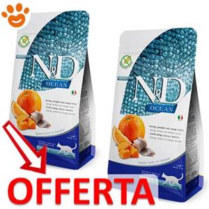 Farmina Cat N&D Ocean Pumpkin Adult Aringa, Zucca e Arancia - Offerta [PREZZO A CONFEZIONE] Quantità Minima 2, Sacco Da 5 Kg