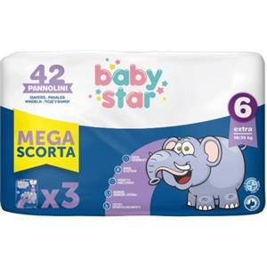 Babystar Pannolini Mega Scorta Taglia 6 - 42 Pezzi Extra Super Assorbenti per Bambini da 16 a 30 Kg