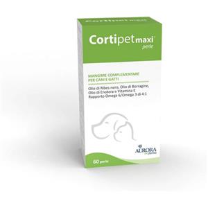 Aurora Biofarma Cortipet Maxi - Mangime Complementare per Cani e Gatti con GLA, Omega 6 e Omega 3 - 60 Perle