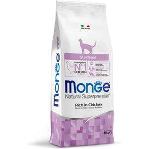 Monge Natural Superpremium Sterilised Ricco di Pollo - 10 kg Sterilised - Croccantini per gatti - 1° ORDINE? scegli tra BZR5 / BZR20 + 200 pt fedeltà