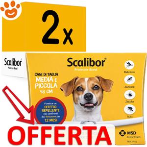 Scalibor Collare Antiparassitario 48 cm per Cani di Taglia Media e Piccola - Protezione 12 Mesi da Pulci, Zecche e Pappataci