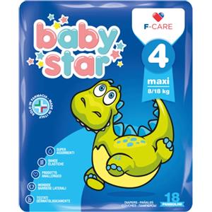 Farvima Babystar Pannolino 8-18kg Taglia 4 - 18 Pezzi, Super Assorbente e Confortevole