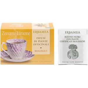 ERBAMEA Srl Tisana Zenzero Limone Bio - Infusi Di Piante Officinali 20 Bustine - Gusto Rinfrescante