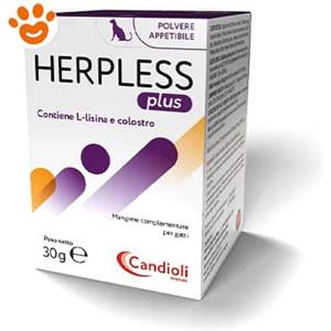 Candioli Herpless Plus - Mangime Complementare in Polvere per Gatti con L-Lisina e Colostro - 30 g