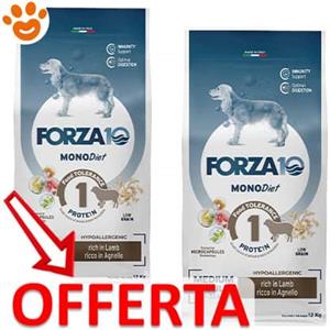Forza10 Dog Monodiet Medium Adult Agnello - Offerta [PREZZO A CONFEZIONE] Quantità Minima 2, Sacco Da 12 Kg