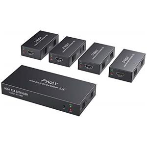 PWAY PW-HTS0104(POC) 1X4 Splitter HDMI Extender Over Cat6 Ethernet cavo con Senza ritardo telecomando a 50m/165ft a 1080P（1 In 4 Out）