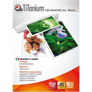 TITANIUM Pouches A3 303x426mm 2x80 micron - Confezione da 100 pezzi