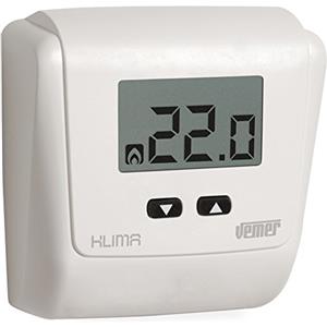 VEMER VE730800 KLIMA LCD - Termostato Elettronico da Parete, Alimentazione 230V, Bianco