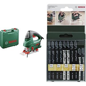 Bosch PST 900 PEL Seghetto Alternativo, 620 W, in Valigetta + Bosch 2609256744 Set Misto, Lame Seghetto, Legno