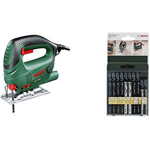 Bosch PST 650 Seghetto Alternativo Compact Easy, Nero/Green + Bosch 2609256744 Set Misto, Lame Seghetto, Legno