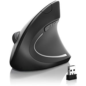 CSL-Computer CSL - Mouse Verticale Wireless - L'originale CSL Modello TM137U Ottico - 6 Tasti - Design ergonomico - Tunnel Carpale e tendinite addio - Doogle USB alloggiato sotto il mouse - Nero