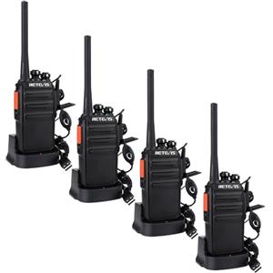 Retevis RT24 Plus Walkie-Talkie Professionali, PMR446 Ricetrasmittenti Licenza-libero 16 Canali CTCSS/DCS, Radioline Walkie Talkie con Auricolare e USB Caricatore(Nero, 4 pezzi)