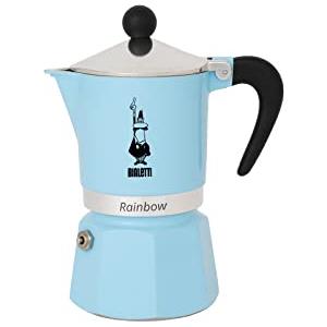 Bialetti Rainbow Caffettiera Colorata, Alluminio, Azzurro, 3 Tazze
