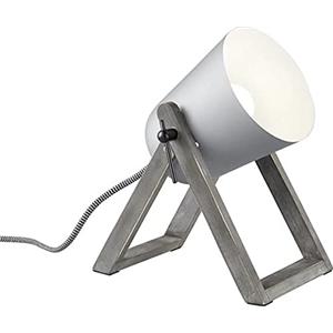 Reality Marc Lampada da Tavolo Moderna in Metallo e Legno Naturale Grigio, Attacco E27, Max 25W