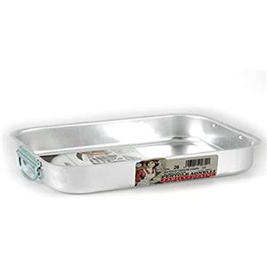 Baldassare Agnelli Pentole Agnelli FAMA5035 Rostiera Rettangolare ad Angoli Tondi, senza Coperchio, in Alluminio BLTF, Finitura Opaca, Argento, 35x26 cm