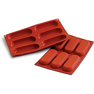 Silikomart | SF103 Stampo in Silicone per Monoporzioni SAVOIARDI, Antiaderente, 6 Cavità, Confezione da 10 Stampi per Dolci, 12,7 x 4,7 cm 1,7 h