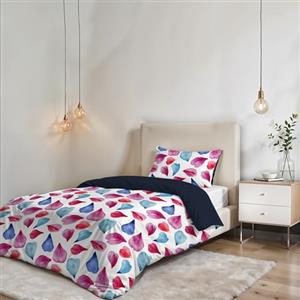 Italian Bed Linen Parure Copripiumino NO STIRO FANTASY - prodotto in Italia - Set Copripiumino - Letto Singolo, Microfibra - Sacco 150x200 cm + Patella e Federa 50x80 cm - Petali
