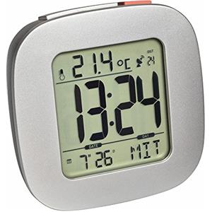 TFA Dostmann Radiosveglia con Temperatura, Argento, (L) 78 x (B) 30 x (H) 78 mm