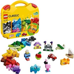 LEGO Classic Valigetta Creativa, Contenitore Mattoncini Colorati con Macchina Giocattolo, Nave, Casa, Castello e Animali da Costruire, Giochi per l'Apprendimento per Bambini e Bambine da 4 Anni 10713