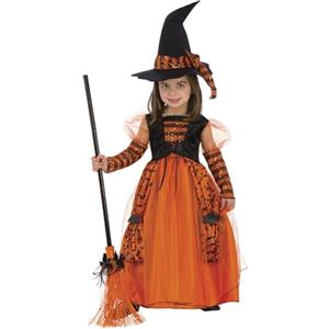 Rubie's Rubies Costume da strega brillante per bambina, arancione, con dettagli in glitter e cappello con dettagli in paillettes
