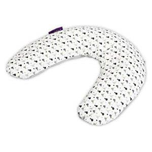 Träumeland T041002 - Cuscino per allattamento con imbottitura in microperle in polistirolo e fodera 100% cotone, sfoderabile, motivo n°2, colore: Grigio