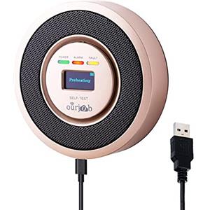 ourjob Rilevatore di Gas Combustibile, GPL/Gas naturale/Rilevatore di gas di carbone Sensore USB alimentato Allarme Gas Metano Rilevatore fughe di gas con allarme acustico e Display digitale (Champagne)