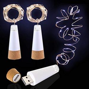 DIWUJI LED Luci Bottiglia Tappo, USB Ricaricabile Nessuna batteria Richiesta, 2M 20 LED Catene luminose per Natale Halloween Regalo, Luci da esterno Festa Nozze Vacanza Decorazione (Bianco freddo, 3 Pezzi)