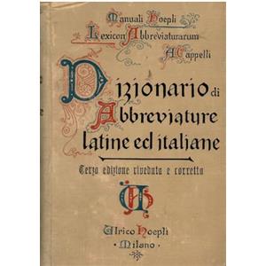 STORIA, FILOSOFIA E RELIGIONE Dizionario di abbreviature latine ed italiane