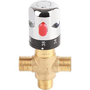 Zerodis Rubinetto Miscelatore Termostatico, Valvola Anti-Ritorno 1/2 Ottone Rubinetto Miscelatore Acqua Calda E Acqua Fredda Valvola Di Energia Solare 11,67 L/Min Flusso Usato Per Lavabo, Bidet Docce