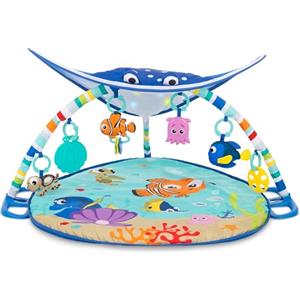 Bright Starts, Disney Baby, Coperta per Attività e Palestrina Finding Nemo - 20+ Min di Luci e Musica, Arco di Gioco, 5 Giocattoli Rimovibili, Sviluppo Motorio, Blu, per Neonati