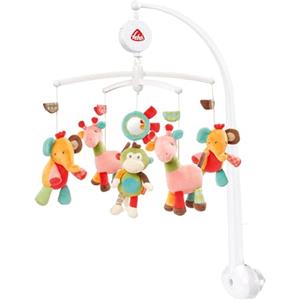 Fehn Music Mobile Safari - Giocattolo musicale di aiuto al sonno con simpatici animali - Carillon mobile con la melodia ninna nanna di Brahms - Music mobile per culla per bambini da 0-5 mesi