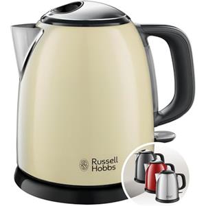 Russell Hobbs Bollitore acqua elettrico, 1 L, 2400 W, Compatto, 3 Tazze, ebollizione rapida, Filtro anticalcare rimovibile e lavabile, Bollitore da viaggio, Acciaio Inox, ColourPlus Crema 24994-70