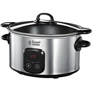 Russell Hobbs Pentola per Cottura Lenta - Pentola Xl da 6 L con Rivestimento Antiaderente, Timer-Tempo di Cottura Programmabile - 3 Temperature; Mantenimento in Caldo, 200 W, Slow Cooker 22750-56