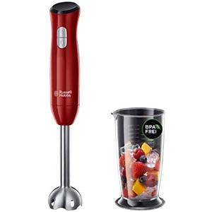 Russell Hobbs Frullatore a Immersione Rosso - 2 Velocità, Bicchiere da 700ml lavabile in lavastoviglie - no BPA, Tritatutto per Frullati, Zuppe, Salse, Alimenti per bambini, 24690-56