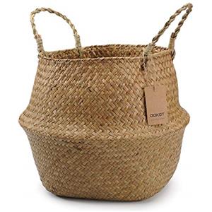 DOKOT Naturale Cesto Seagrass Cesta in Vimini con Manici Cesta Portabiancheria per cameretta per Biancheria da Lavare Piante e Fiori Cannuccia di Grandi Dimensioni